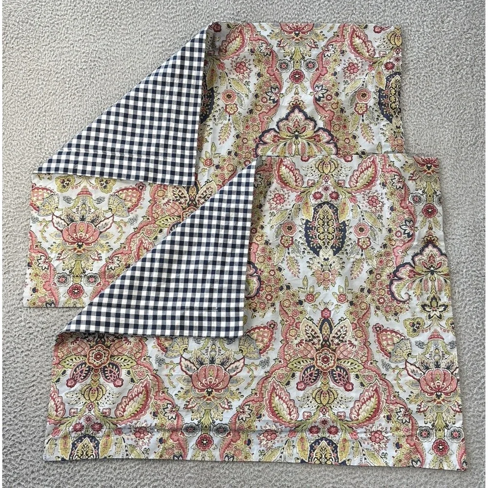 Set‎ Of 2 Pottery Barn Florentine Paisley Shams Standard Reversible Gingham